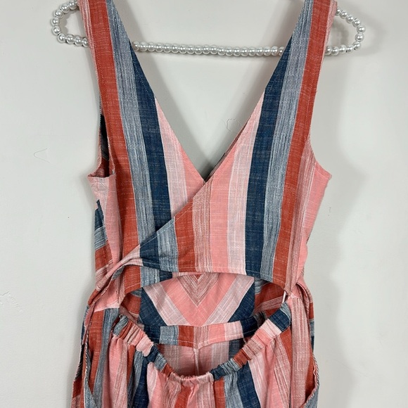Lucky Brand Striped Blake Sleeveless Cropped Open Back Jumpsuit Romper XS - Picture 7 of 13